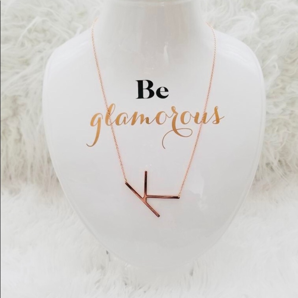 Large “K” Rose Gold Letter Initial Necklace🎁